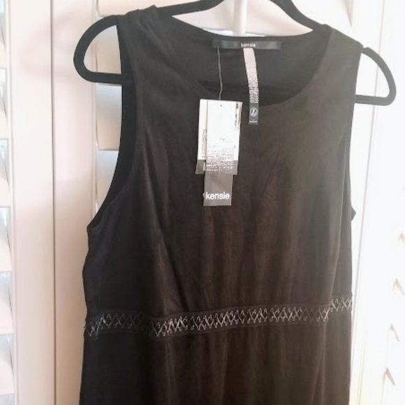 NWT | Stylish | Faux Suede | Black | Fringe Bottom | Sleeveless | Size: L - Picture 7 of 16
